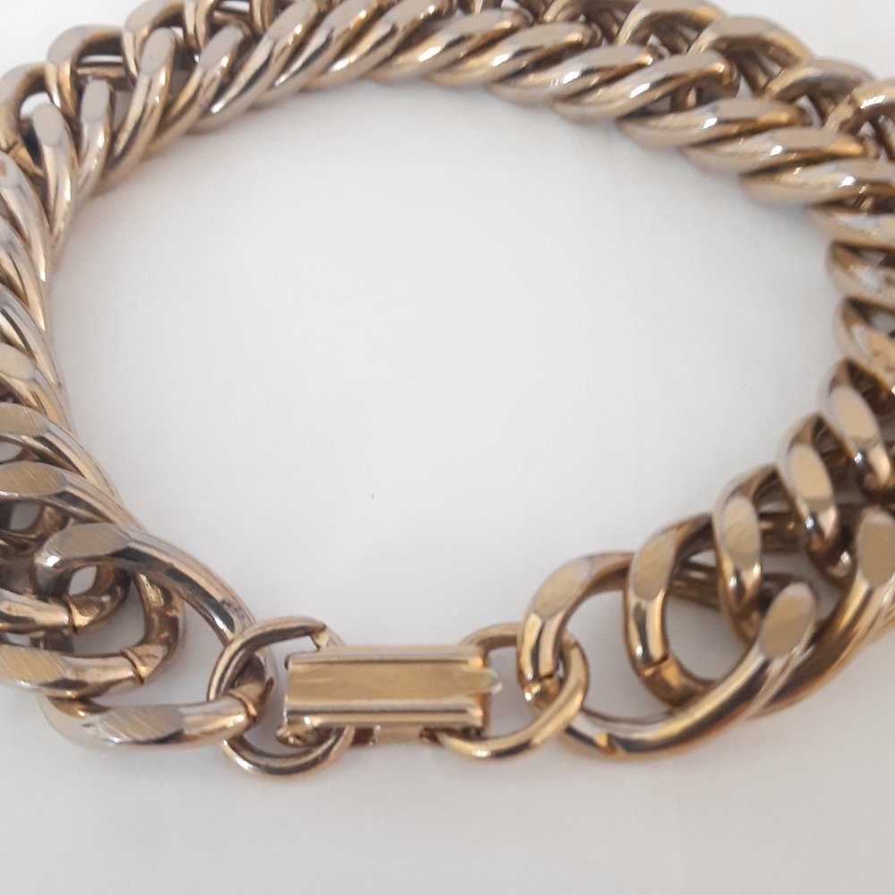 Vintage Unisex  curb gold link bracelet - Picture 4 of 5